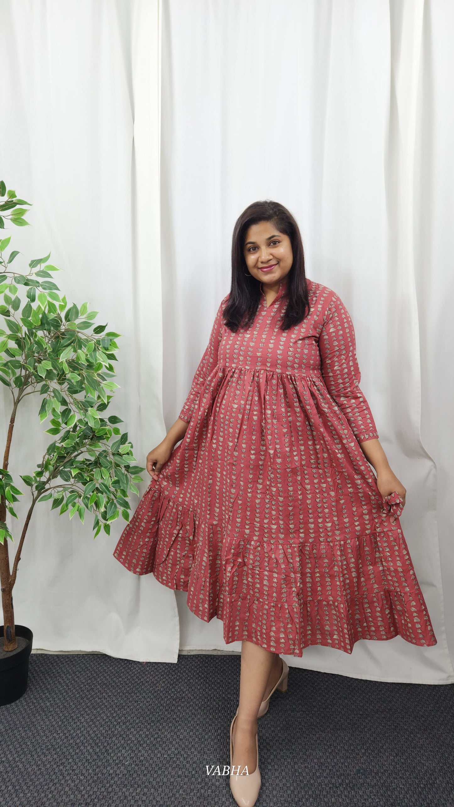 F06 Pastel Pink Printed Frock