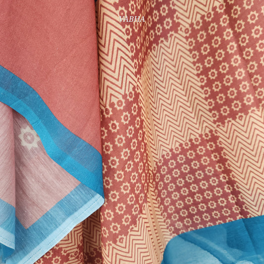 KPD58 M Size Peacock Blue V-neck Applique Design Straight Cut Cotton Kurti Pant Dupatta