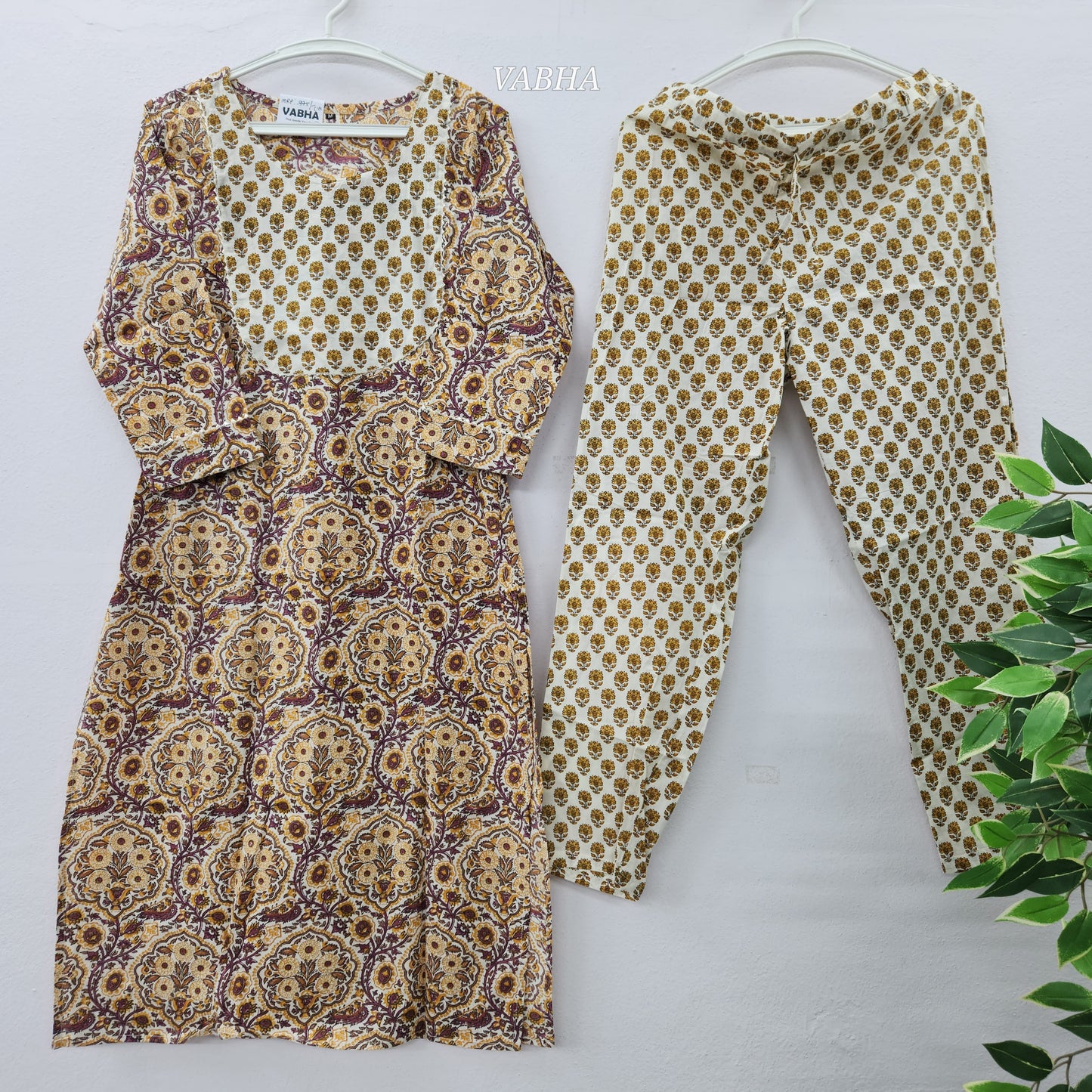C44 Yellow Multi Colour Floral Print Cotton Co-Ord Set