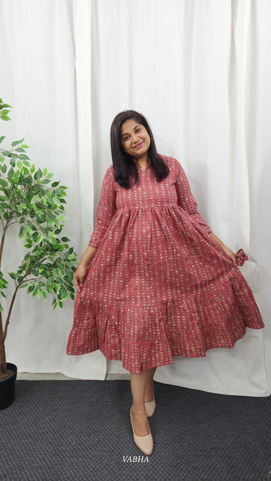 F06 Pastel Pink Printed Frock