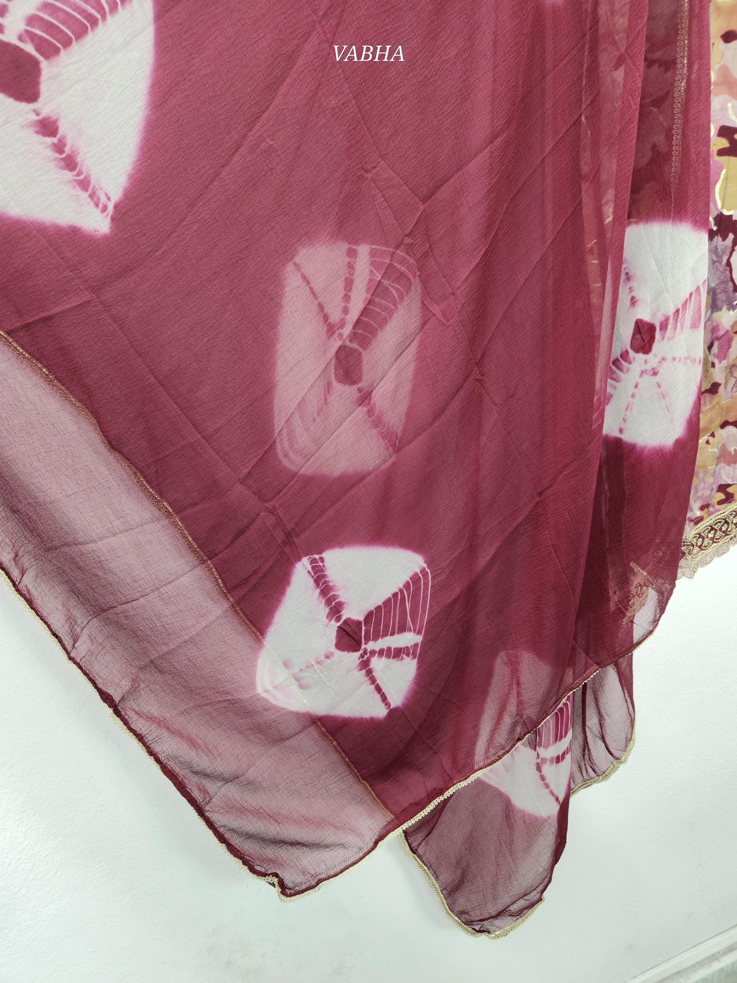 KPD139 Magenta Pink Modal Silk With Lining Scalop Lace Straight Cut Kurti Pant Duppatta