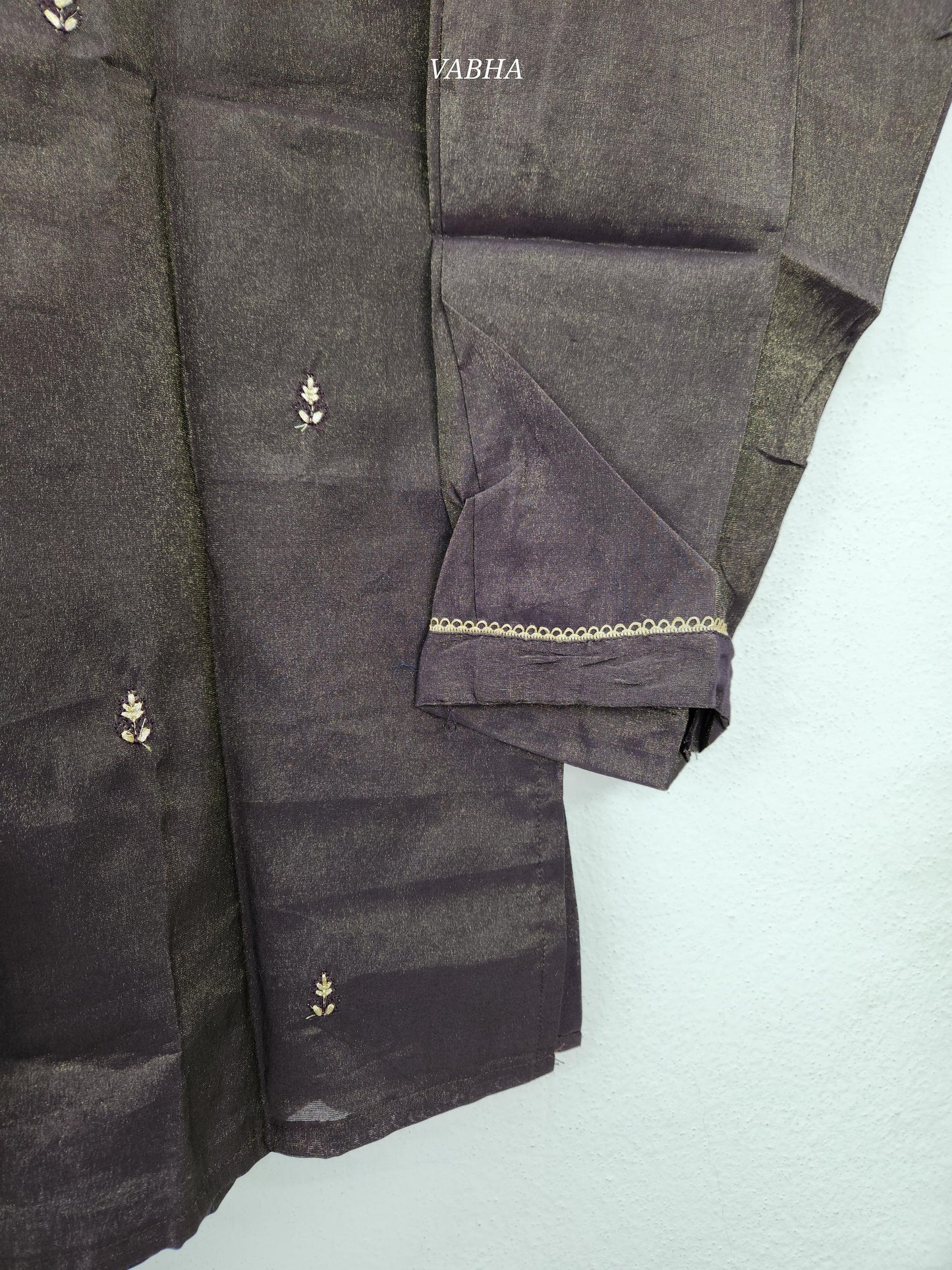 KPD146 Lavender Roman Shimmer Silk Round neck With Heavy Thread embroidery With Lining Straight Cut Kurti Pant Duppatta