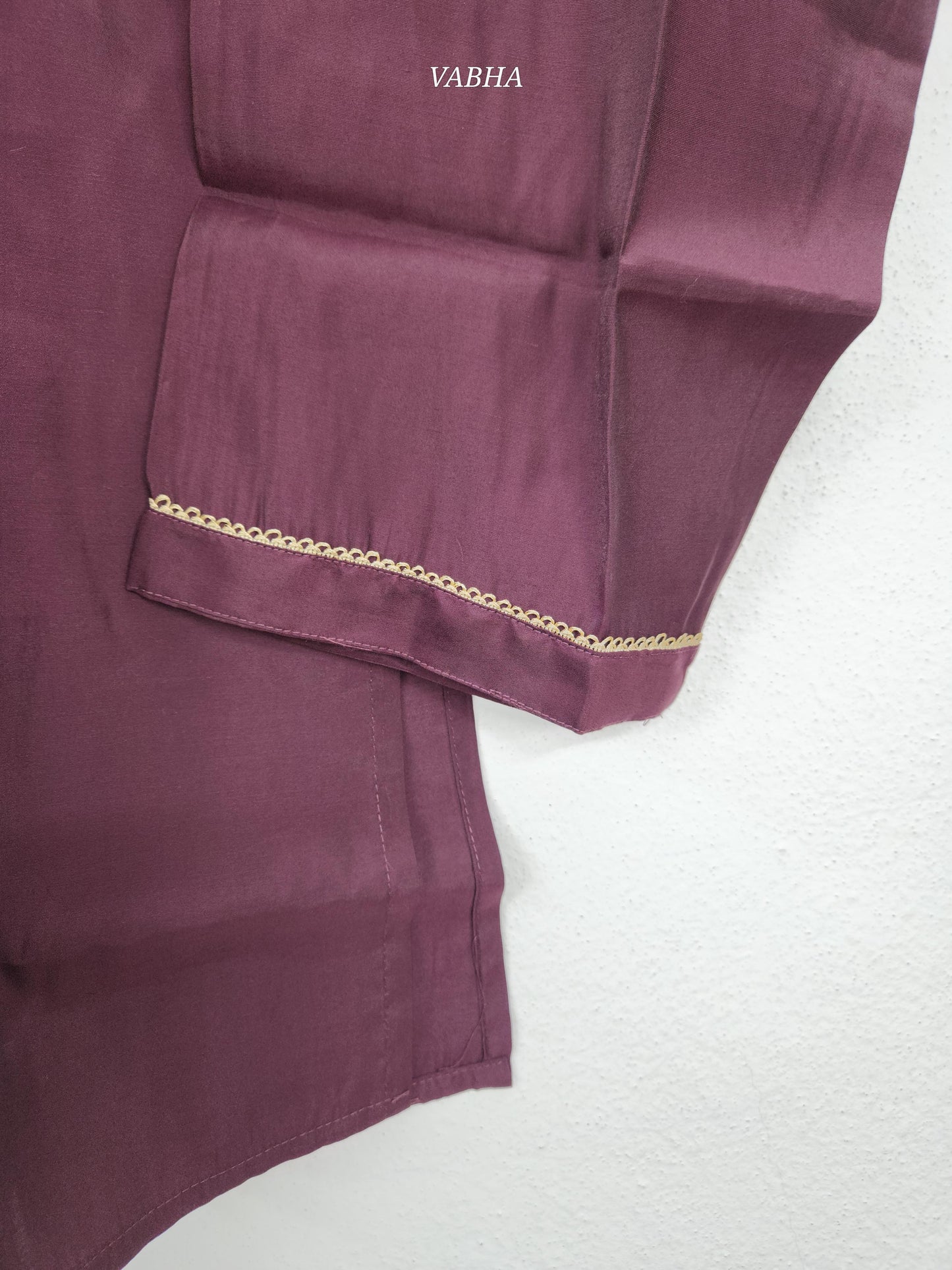 KPD214 Wine Shade Roman Silk Round Neck Zari Embroidery Straight Cut Kurthi Pant Duppatta