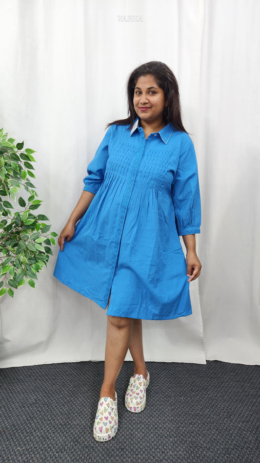 F15 Blue Collar Cotton Frock