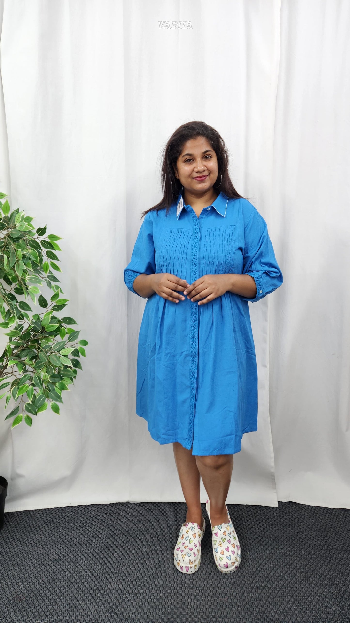 F15 Blue Collar Cotton Frock