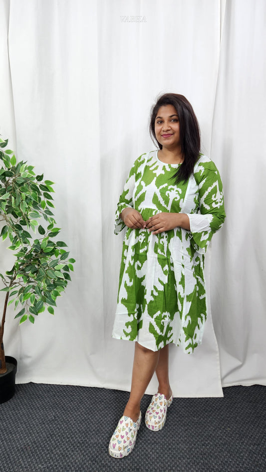 F27 Parrot Green Cotton Frock