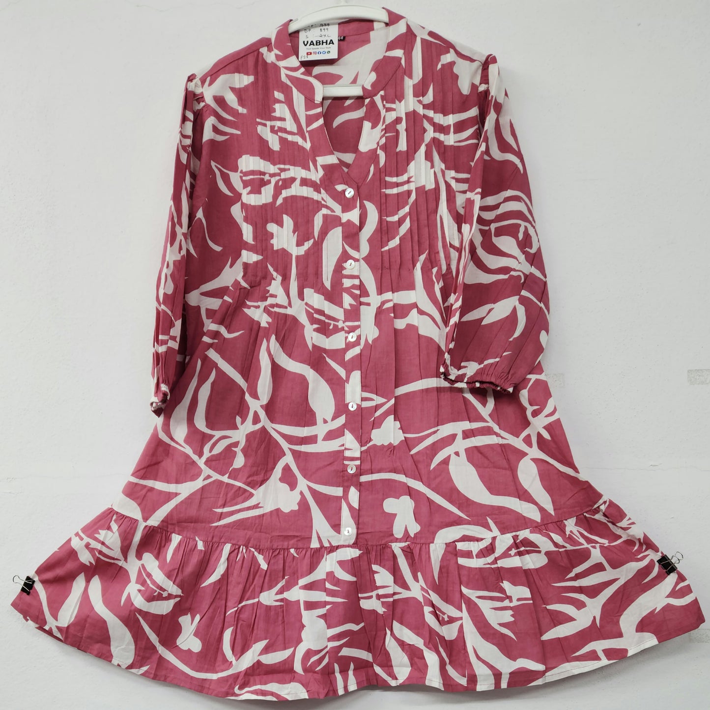 F28 Pink High Neck Cotton Frock