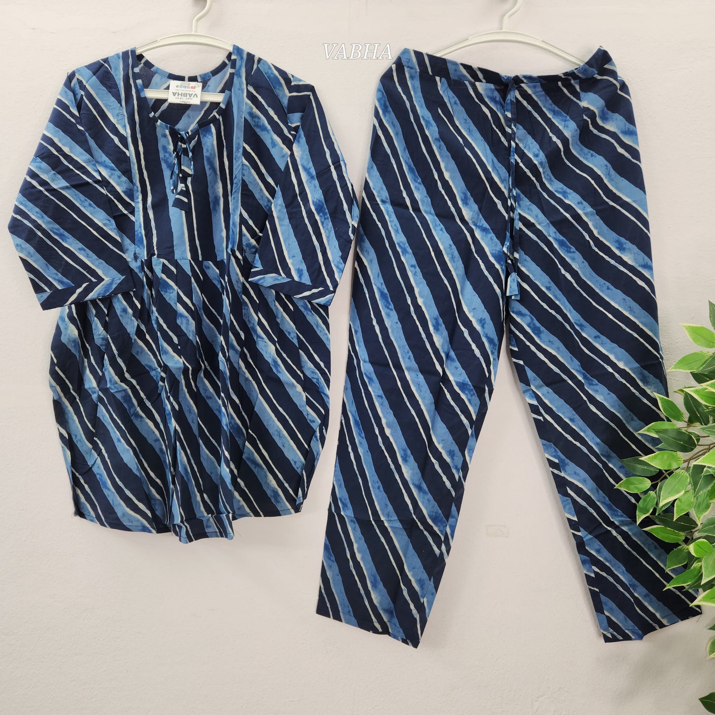 FC01 Navy Blue Peplum Style Feeding Cotton Co-Ord Set