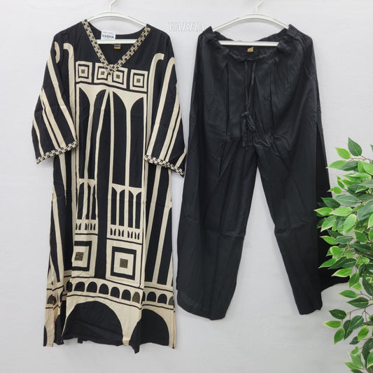C35 Rayon Black Panel Print Co-Ord Set