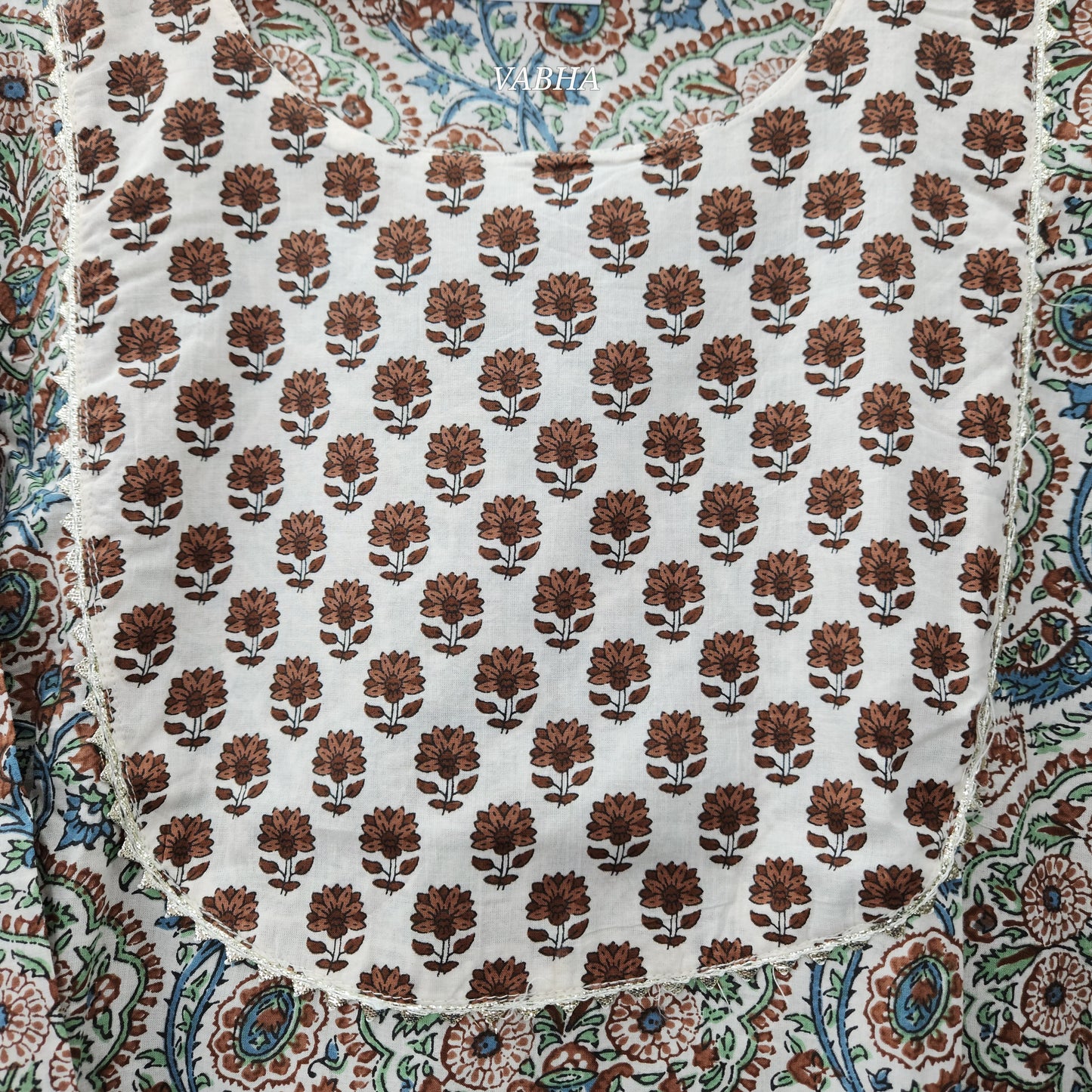 C40 Brown Floral Print Cotton Co-Ord Set