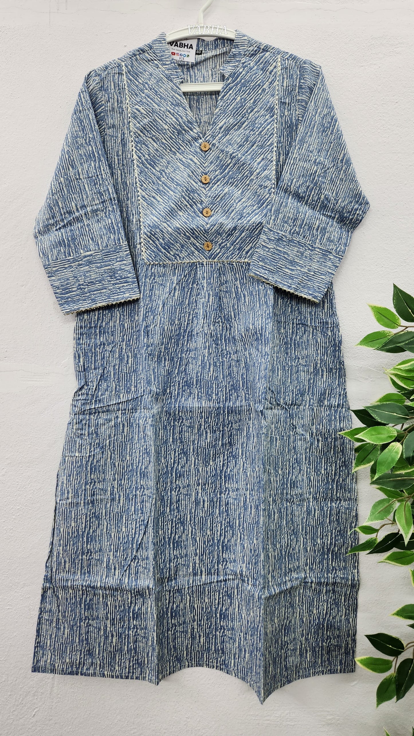 K28 Dark Grey High Neck Straight Cut Cotton Kurti